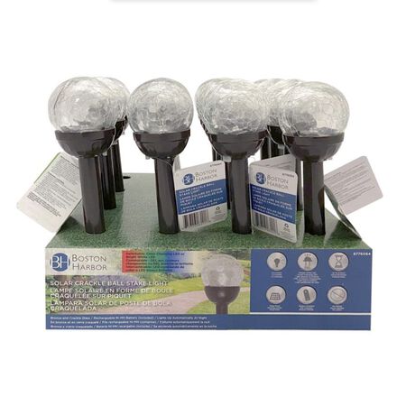 Boston Harbor Crackle Glass Solar Stake Light, 5 Lumens