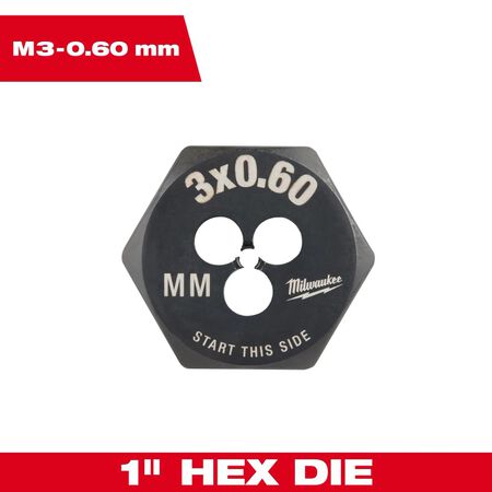 Milwaukee M3-0.60 mm 1 in. Hex Threading Die