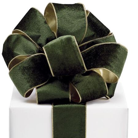 Burton and Burton #40 Gold Backed Green Valvet Ribbon
