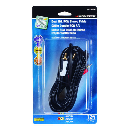 Monster Just Hook It Up 12 ft. L Dual R/L RCA Stereo Cable RCA