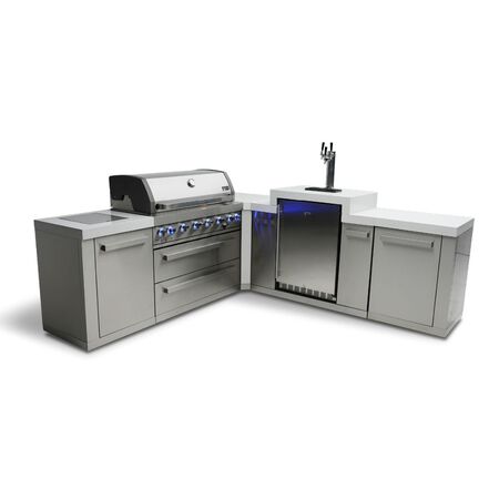 Mont Alpi 6-burner island with a 90-degree corner and kegerator