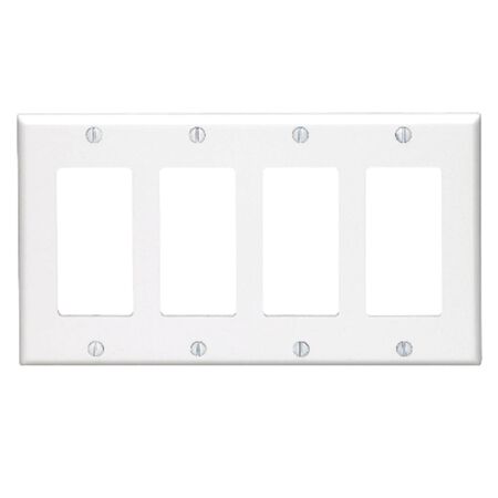 Leviton White 4 gang Thermoset Plastic Decorator Wall Plate 1 pk