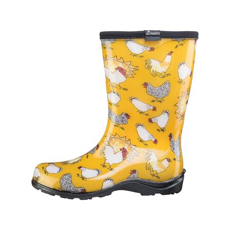 Sloggers Waterproof Garden Rain Boots for Women Chicken Yellow Print size 7