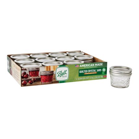 Ball Quilted Crystal Regular Mouth Jelly Jar 4 oz 12 pk
