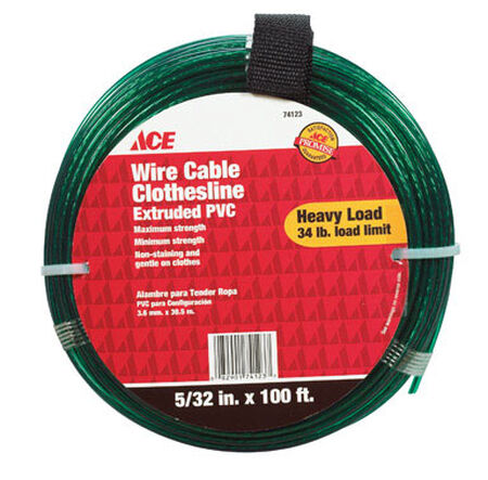 Ace 100 ft. L Green PVC Wire Cable Clothesline