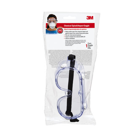 3M Chemical Splash Goggles Clear Lens Clear Frame 1 pc