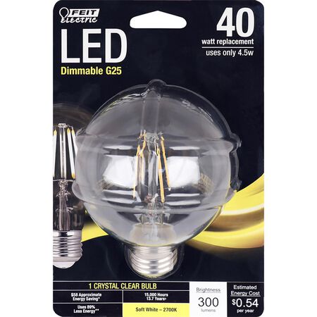 Feit Electric G25 E26 (Medium) LED Bulb Soft White 40 Watt Equivalence 1 pk