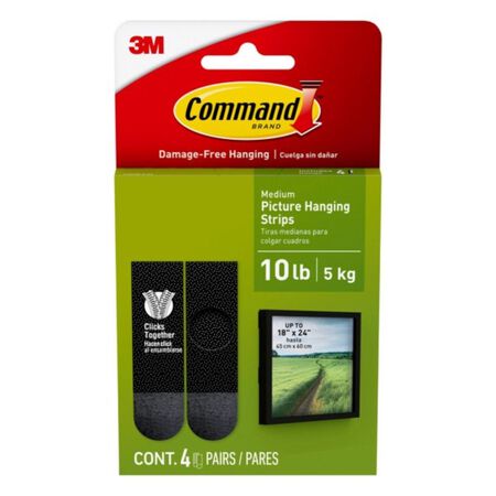 3M Command Black Medium Picture Hanging Strips 12 lb 8 pk
