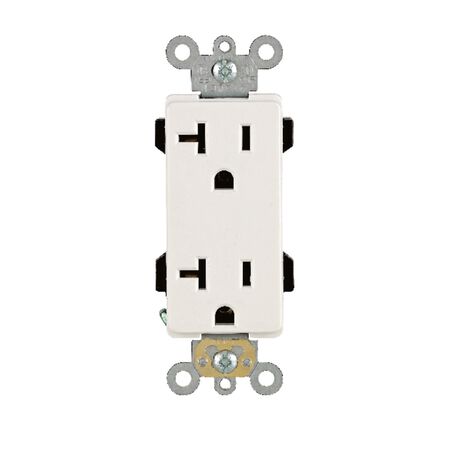Leviton Decora Plus 20 amps 125 V Duplex White Outlet 5-20R 1 pk