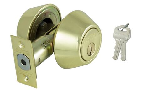 ProSource DB72V-PS Deadbolt, 3 Grade, Polished Brass, 2-3/8 to 2-3/4 in Backset, KW1 Keyway, Pack of 3