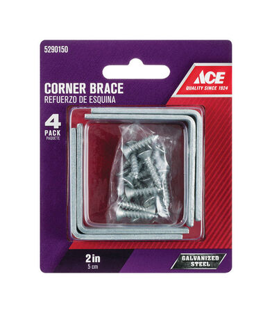 Ace 2 in. H X 3.75 in. W X 2 in. D Steel Inside L Corner Brace
