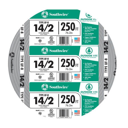 Southwire 250 ft. 14/2 Type UF-B WG Underground Feeder Cable Gray