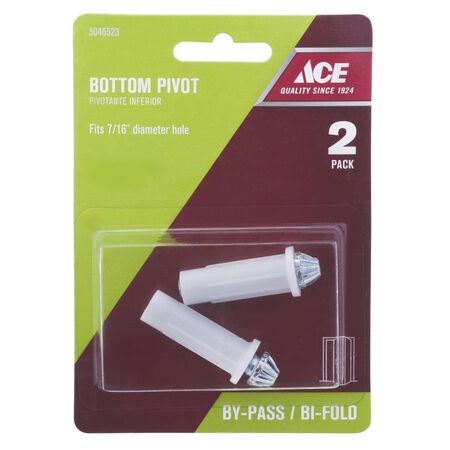 Ace 7/16 in. D Silver/White Plastic/Steel Bi-fold Door Pivot 2 pc