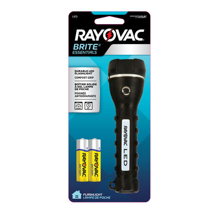 Rayovac Brite Essentials 26 lumens Black LED Flashlight AA Battery