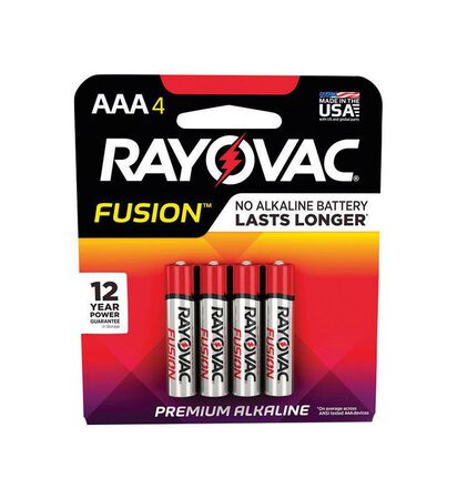 RAYOVAC FUSION AAA Alkaline Batteries 1.5 volts 4 pk