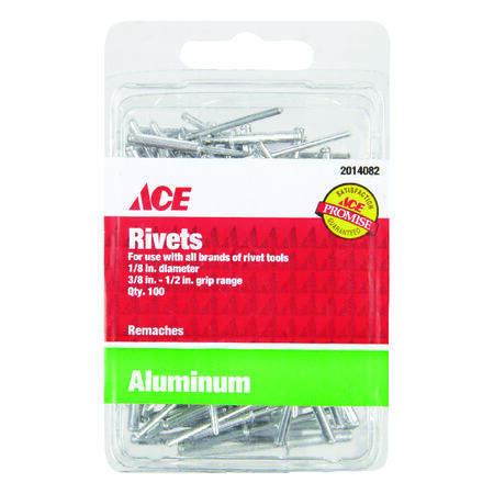 Ace 1/8 in. D X 1/2 in. Aluminum Rivets Silver 100 pk
