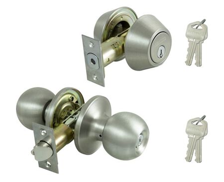 ProSource B36B1-PS Deadbolt and Entry Lockset, Turnbutton Lock, Saturn Design, Stainless Steel, 3 Grade, Stainless Steel, Pack of 2