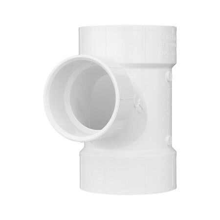 Charlotte Pipe Schedule 40 4 in. Hub X 4 in. D Hub PVC Sanitary Tee 1 pk