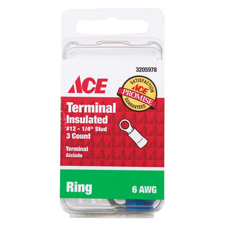 Ace Ring Terminal Blue 3 pk