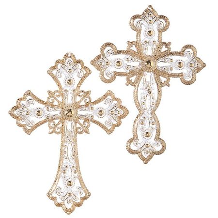 Raz Imports 5 in. JEWELED CROSS ORNAMENT
