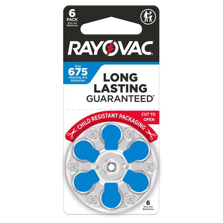 Rayovac Zinc Air 675 1.45 V Hearing Aid Battery 6 Pack