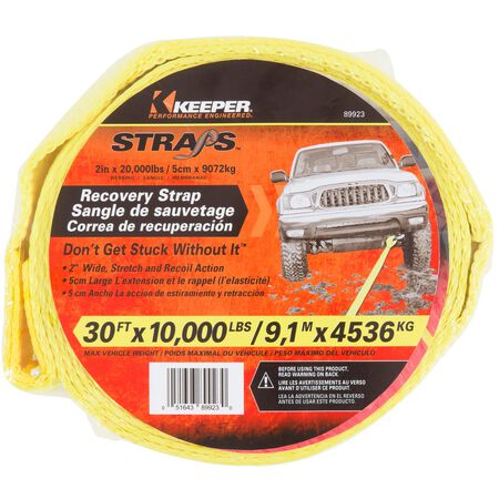 Keeper 2 in. W X 30 ft. L Yellow Vehicle Recovery Strap 10000 lb 1 pk