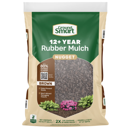 Brown Rubber Mulch Nuggets 0.8 cu. ft.