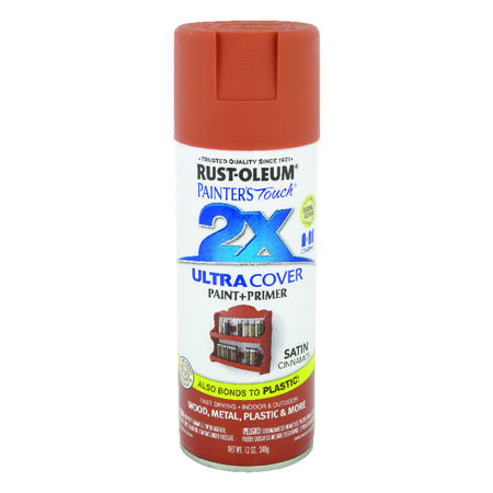 Rust-Oleum Painter's Touch 2X Ultra Cover Satin Cinnamon Paint+Primer Spray Paint 12 oz