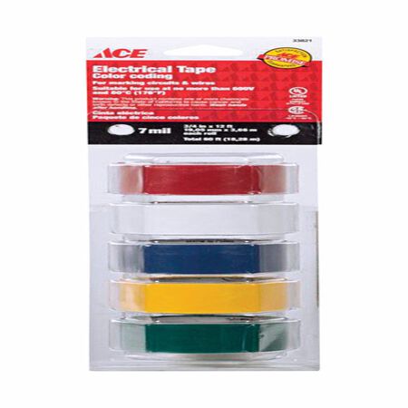 Ace 3/4 in. W X 12 ft. L Assorted Vinyl Electrical Tape