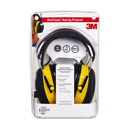 3M WorkTunes 24 dB Plastic Professional Hearing Protectors Black/Yellow 1 pk