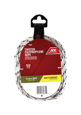 Ace 3/16 in. D X 50 ft. L White Twisted Poly Rope