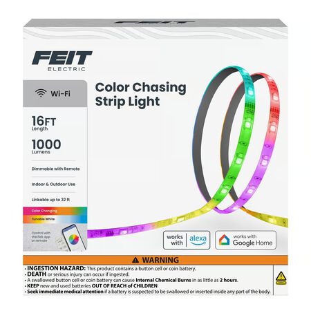 Feit 16 ft. L Color Changing Plug-In LED Tape Light 1 pk