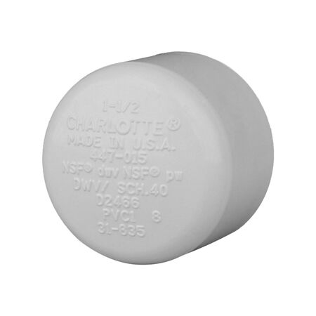 Charlotte Pipe Schedule 40 1-1/2 in. Slip PVC Cap 1 pk
