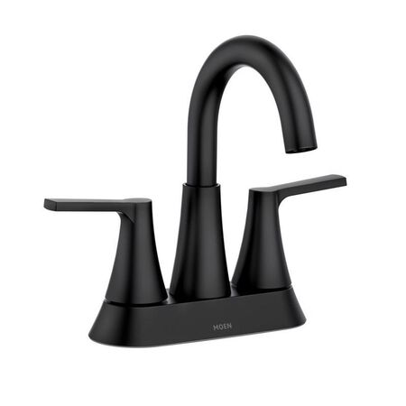 Moen Mikah Matte Black Two-Handle Bathroom Sink Faucet 4 in.