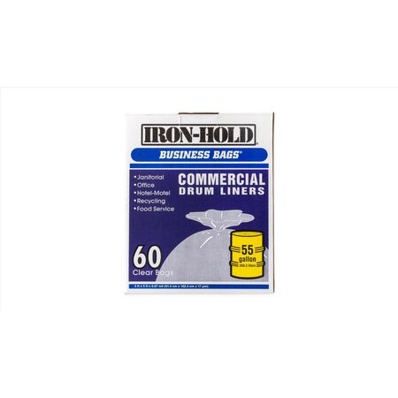 Iron-Hold 55 gal No Scent Scent Drum Liners Twist Tie 60 pk 0.67 mil