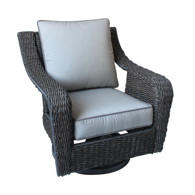 Living Accents Brown Plastic Wicker Belvedere Swivel Chair Stine