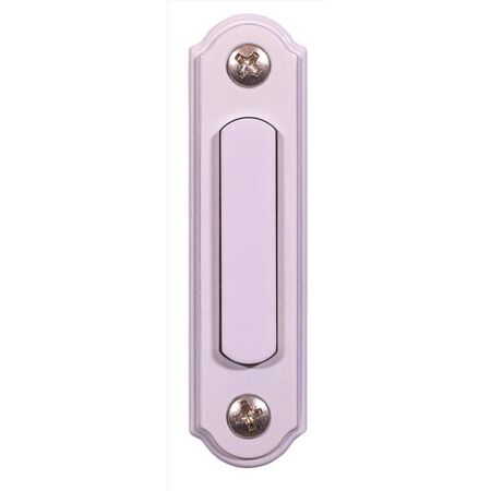 Heath Zenith Satin White Metal/Plastic Wired Pushbutton Doorbell