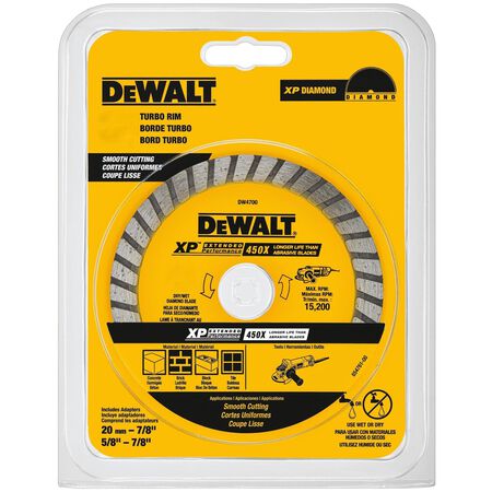 DeWalt XP Extended Performance 4-1/2 in. D X 7/8 in. Diamond Turbo Rim Saw Blade 1 pk