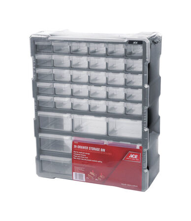 Ace 15 in. W X 19 in. H Storage Organizer Plastic 39 compartments Gray