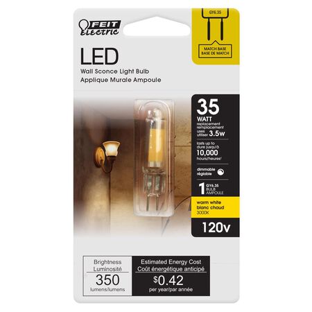 Feit T4 GY6.35 LED Bulb Bright White 35 Watt Equivalence 1 Pack