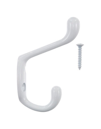 Ace 3 in. L White White Metal Medium Heavy Duty Coat and Hat Hook 1 pk