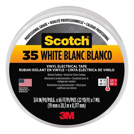 Scotch 3/4 in. W X 66 ft. L White Vinyl Electrical Tape