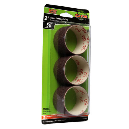 Gator 2 in. D X 2 in. L Aluminum Oxide Abrasive Sleeve Refill 50 Grit Coarse 3 pc