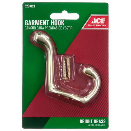 Ace 3 in. L Bright Brass Yellow Brass Medium Heavy Duty Coat and Hat Hook 1 Pack