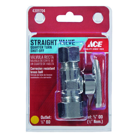 Ace Compression T Compression Brass Straight Stop Valve