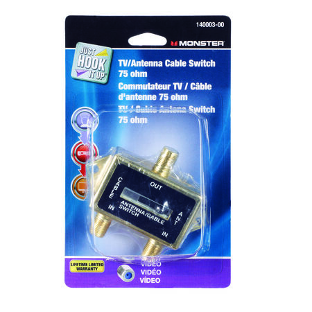 Monster Just Hook It Up Indoor TV Antenna Cable Switch 1 pk