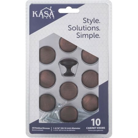 KasaWare 1-3/16 in. Diameter Cabinet Knob in Brushed Oil Rubbed Bronze (10pc Pack) 