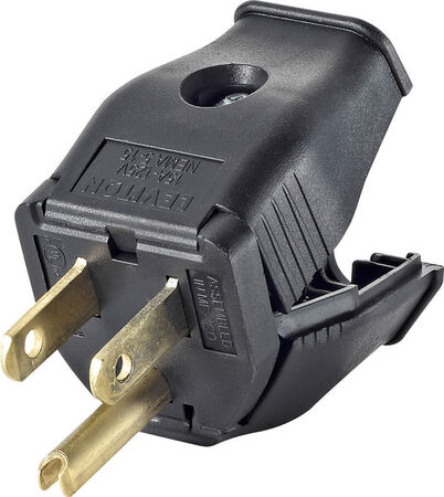 Leviton Commercial and Residential Thermoplastic Ground/Straight Blade Plug 5-15P 18-12 AWG 2 Pole 3