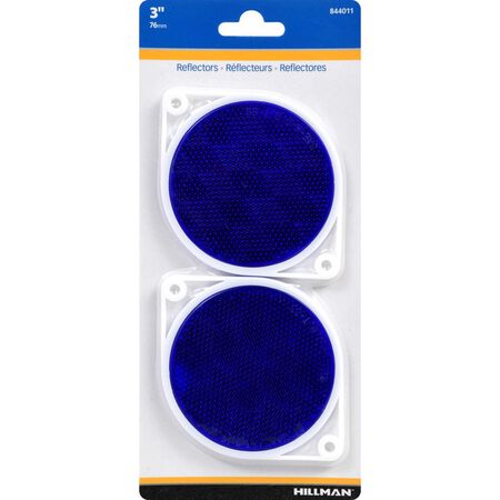 HILLMAN 3 in. Round Blue Reflectors 2 pk
