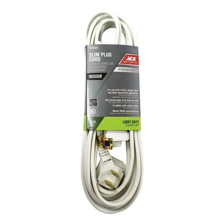 Ace Indoor 12 ft. L White Extension Cord